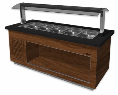 Buffet central chauffant bain marie 30°C/ +90°C - 4 bacs GN1/1 Buffet central chauffant bain marie 30°C/ +90°C - 4 bacs GN1/1