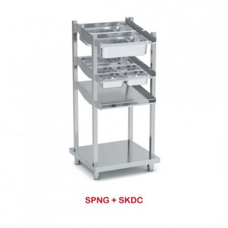 Distributeur self-service inox sur pied avec étagère 4 emplacements - 720x700x1530 mm Distributeur self-service inox sur pied avec étagère 4 emplacements - 720x700x1530 mm