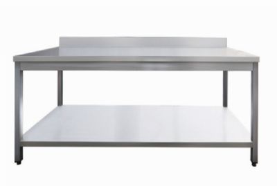 Table de travail inox avec dosseret et étagère inférieure - 1200x700x850+100mm Table de travail inox avec dosseret et étagère inférieure - 1200x700x850+100mm