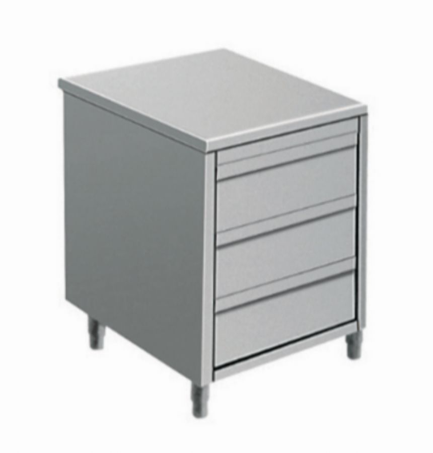 Meuble bas inox 3 tiroirs - 500x700x850mm Meuble bas inox 3 tiroirs - 500x700x850mm