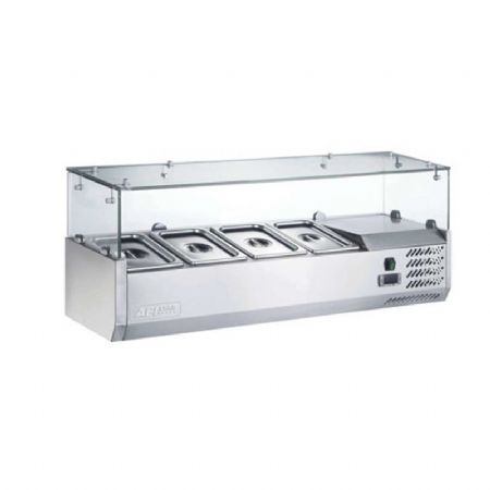 Saladette réfrigérée avec vitre droite à poser +2 / +8°C - 4xGN1/3 Saladette réfrigérée avec vitre droite à poser +2 / +8°C - 4xGN1/3