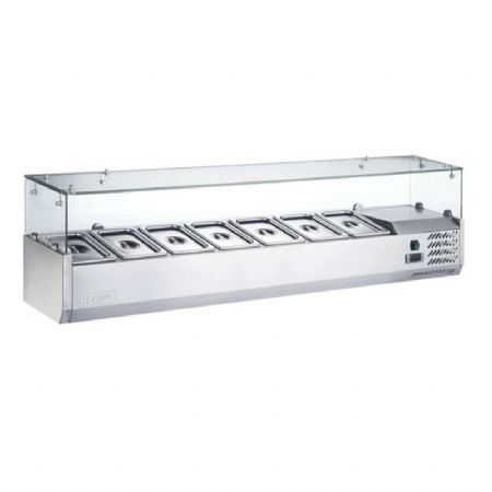 Saladette réfrigérée avec vitre droite à poser +2 / +8°C largeur 1500mm - 7xGN1/4 Saladette réfrigérée avec vitre droite à poser +2 / +8°C largeur 1500mm - 7xGN1/4