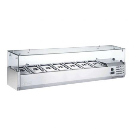 Saladette réfrigérée avec vitre droite à poser +2 / +8°C - 7xGN1/3 Saladette réfrigérée avec vitre droite à poser +2 / +8°C - 7xGN1/3