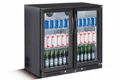 Arriere de bar noir 2 portes vitrées battantes - 228L Arriere de bar noir 2 portes vitrées battantes - 228L