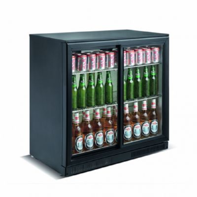 Arriere de bar noir 2 portes vitrées coulissantes +2/ +10°C - 228L Arriere de bar noir 2 portes vitrées coulissantes +2/ +10°C - 228L