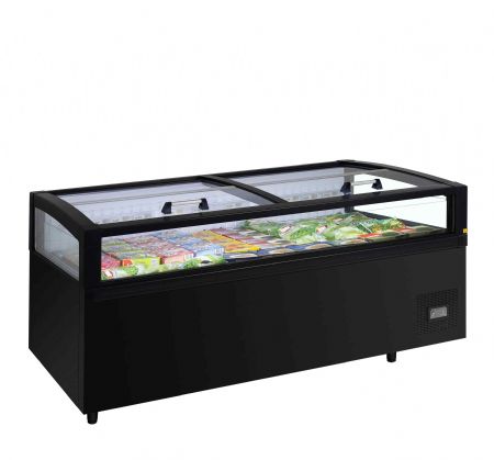 Réfrigérateur convertible en congélateur noir de supermarché avec 2 couvercles coulissants - 613 L Réfrigérateur convertible en congélateur noir de supermarché avec 2 couvercles coulissants - 613 L