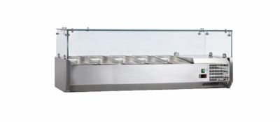 Saladette à poser à vitre droite inox +2/+8°c verre droit 4 gn 1/3 et 1 gn 1/2-150 non compris Saladette à poser à vitre droite inox +2/+8°c verre droit 4 gn 1/3 et 1 gn 1/2-150 non compris