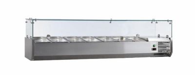 Saladette à poser à vitre droite inox +2/+8°c verre droit 7 gn1/3-150 non compris Saladette à poser à vitre droite inox +2/+8°c verre droit 7 gn1/3-150 non compris