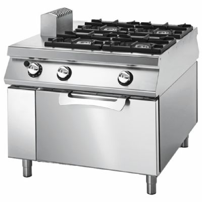 Cuisinière gaz avec four gaz statique tableau de commande double face avec 4 foyers Cuisinière gaz avec four gaz statique tableau de commande double face avec 4 foyers