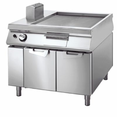 Plancha gaz sur table avec portes et surface lisse 900x735 mm - 14 kW Plancha gaz sur table avec portes et surface lisse 900x735 mm - 14 kW