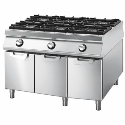 Cuisinière gaz sur coffre avec portes avec 6 foyers puissance 31,5 kW Cuisinière gaz sur coffre avec portes avec 6 foyers puissance 31,5 kW
