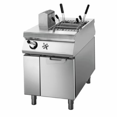 Cuiseur de pâtes gaz sur meuble avec portes 1 cuve GN 1/1 - 40 litres puissance 11,8 kW Cuiseur de pâtes gaz sur meuble avec portes 1 cuve GN 1/1 - 40 litres puissance 11,8 kW