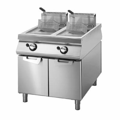 Friteuse gaz sur coffre avec portes - cuves 13+13 L Friteuse gaz sur coffre avec portes - cuves 13+13 L