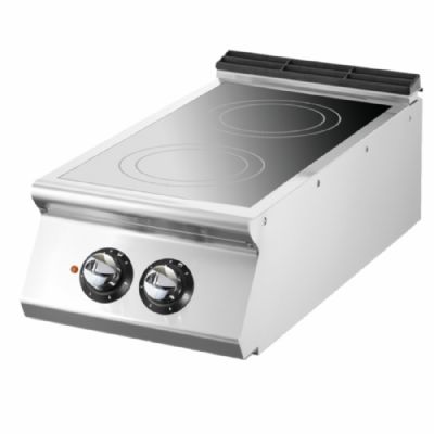 Plaque vitrocéramique de comptoir 2 zones triphasée puissance 6,8 kW Plaque vitrocéramique de comptoir 2 zones triphasée puissance 6,8 kW