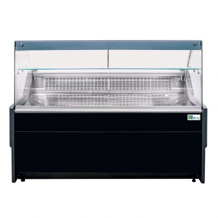 Comptoir de présentation noir vitrage droit froid ventilé température +2/+5°C - 1340x900x1230mm Comptoir de présentation noir vitrage droit froid ventilé température +2/+5°C - 1340x900x1230mm