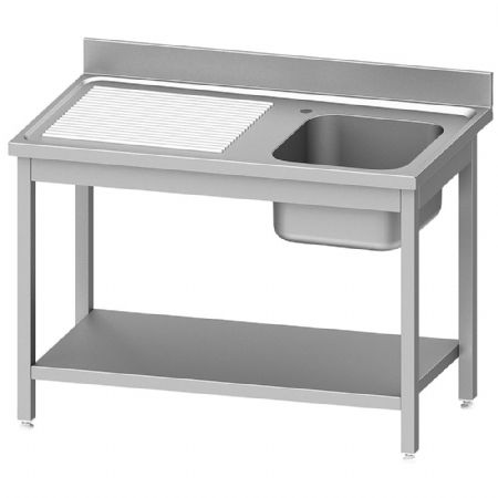 Évier inox 1 cuve avec égouttoir à gauche et étagère 1200x700x900 mm Évier inox 1 cuve avec égouttoir à gauche et étagère 1200x700x900 mm