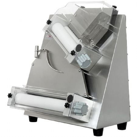 Laminoir à pizza en acier inoxydable à 2 rouleaux diamètre 30 cm moteur 0,45 kW Laminoir à pizza en acier inoxydable à 2 rouleaux diamètre 30 cm moteur 0,45 kW