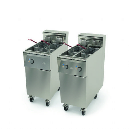 Friteuse haut rendement double cuve avec thermostat mécanique sur armoire 12kW - 2x11L Friteuse haut rendement double cuve avec thermostat mécanique sur armoire 12kW - 2x11L
