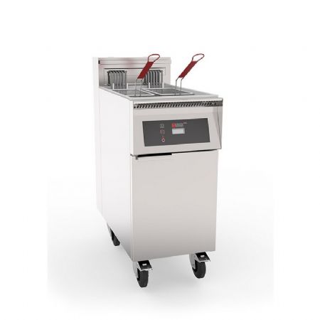 Friteuse électrique haut rendement prof 800mm avec thermostat électronique et filtration sur coffre 17kW - 22L Friteuse électrique haut rendement prof 800mm avec thermostat électronique et filtration sur coffre 17kW - 22L