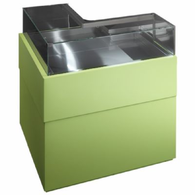 Armoire réfrigérée pâtisserie ventilée de coin ouverte vitre droite température +2/+5°C Armoire réfrigérée pâtisserie ventilée de coin ouverte vitre droite température +2/+5°C