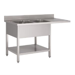 Plonge inox 2 bacs avec emplacement lave-vaisselle