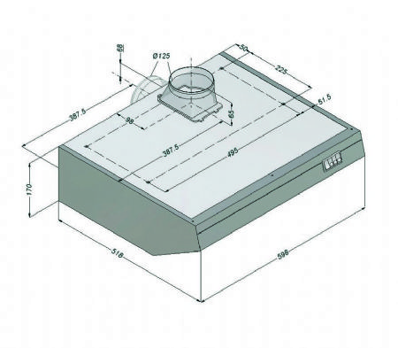 Hotte aspirante jusqu' 350 m3/h - 600x520x170 mm