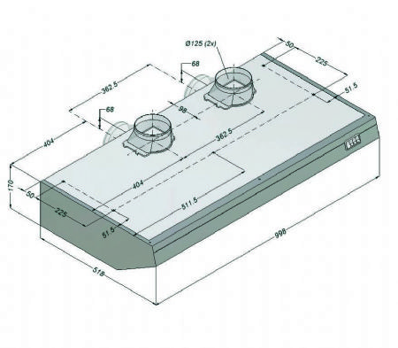 Hotte aspirante jusqu' 700 m3/h - 1000x520x170 mm