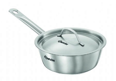 Sauteuse inox avec couvercle - intrieur 125-180 x h65 mm - 200x350x110 mm