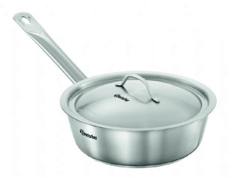 Sauteuse inox avec couvercle - intrieur 190-240 x h75 mm - 260x486x98 mm