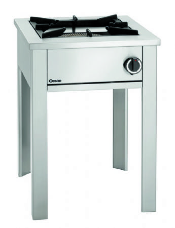 Rchaud  gaz sur pieds en inox 1 zone de cuisson 12,5 kW - 590x680x820 mm