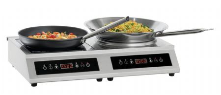 Double plaque et Wok  induction 7 kW - 680x435x145 mm