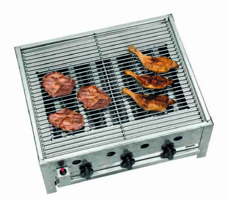 Grill de table gaz avec 3 brleurs - 685x540x275 mm