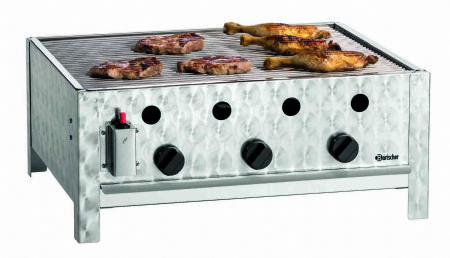 Grill de table gaz avec 3 brleurs - 685x540x275 mm