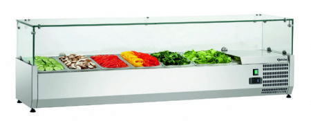 Vitrine rfrigre avec 5 bacs GN 1/3 et 1 bac GN 1/2 - 1500x395x459 mm