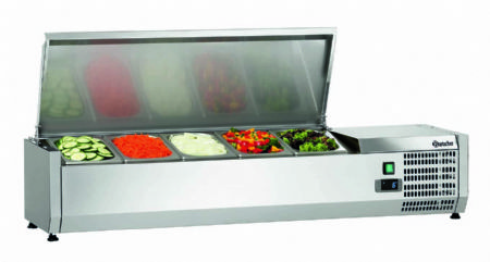 Vitrine rfrigre avec couvercle inox 5 bacs GN 1/4 - 1200x335x290 mm