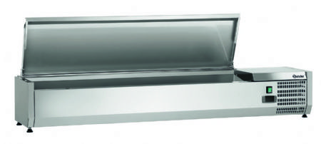 Vitrine rfrigre avec couvercle inox et 7 bacs GN 1/4 - 1500x335x275 mm