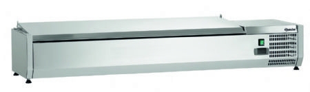 Vitrine rfrigre avec couvercle inox 5 bacs GN 1/3 et 1 bac GN 1/2 - 1500x395x290 mm