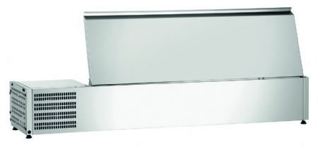 Vitrine rfrigre avec couvercle inox 5 bacs GN 1/3 et 1 bac GN 1/2 - 1500x395x290 mm