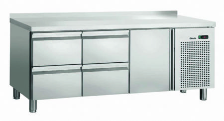 Table rfrigre inox adosse avec 1 porte et 4 tiroirs - 1792x700x850 mm