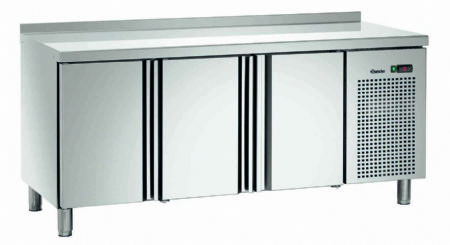 Table rfrigre inox adosse avec 3 portes pleines - 1792x700x850 mm