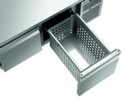 Soubassement positif professionnel inox avec 2 tiroirs GN 1/1 - 1200x660x657 mm