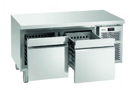 Soubassement positif professionnel inox avec 2 tiroirs GN 1/1 - 1200x660x657 mm