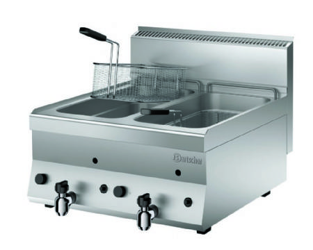 Friteuse pro gaz 1 ou 2 cuves 8 litres P. 650 mm modèle de table - Bartscher