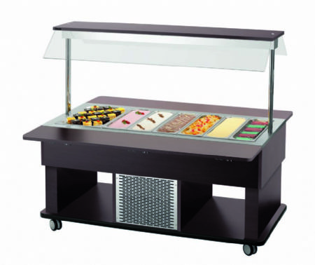 Chariot buffet rfrigr noir pour enfants avec 4 cuves GN 1/1 - 1420x1150x1150 mm