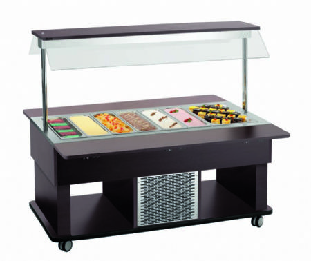 Chariot buffet rfrigr noir pour enfants avec 4 cuves GN 1/1 - 1420x1150x1150 mm