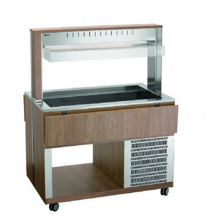 Chariot buffet rfrigr en bois avec 3 bacs GN 1/1 - 1170x1245x1510 mm