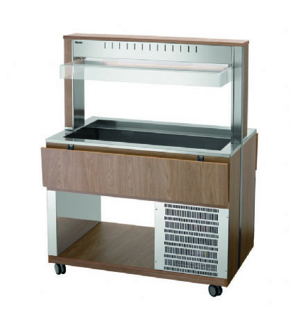 Chariot buffet rfrigr en bois avec 3 bacs GN 1/1 - 1170x1245x1510 mm