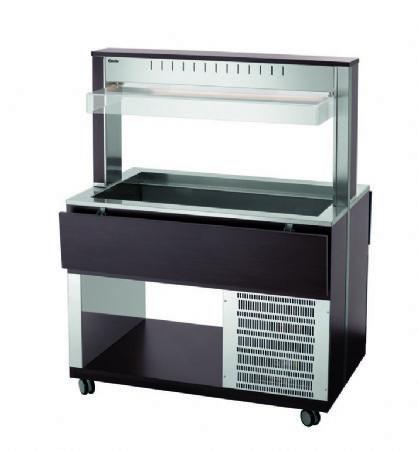 Chariot buffet rfrigr noir avec 3 bacs GN 1/1 - 1170x1245x1510 mm