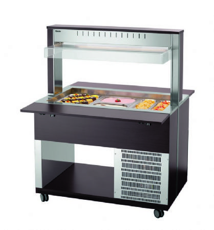 Chariot buffet rfrigr noir avec 3 bacs GN 1/1 - 1170x1245x1510 mm