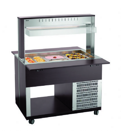 Chariot buffet rfrigr noir avec 3 bacs GN 1/1 - 1170x1245x1510 mm